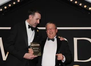 Colin Marriott (right) is welcomed into the hall of fame by Stuart Thomas, head of fleet services and SME at The AA