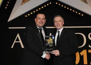 KeeResources chief executive officer Denis Keenan (left) presents the Fleet Manufacturer of the Year award to head of Audi UK Fleet James Douglas