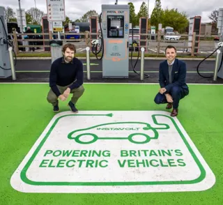 Tom Rowlands and Adrian Keen at Instavolt charge point