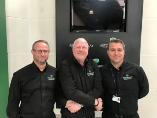 Martin Potter, (centre) congratulates Adrian (left) on his new role and welcomes Richard (right) to Aston Barclay Chelmsford.