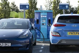 Two cars charging at SSE Energy Solutions Glasgow hub