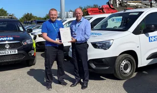 Kirk Watson, QEF transport  supervisor, and Paul Bowmaker, head of QE Transport Services, with their Van Excellence certification
