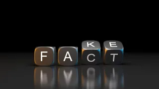 Fact and fake written on dice