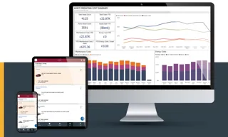 Image of analytics shown on a mobile, tablet and desktop 