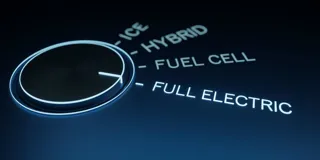 Dial showing choice between ICE, hybrid, fuel cell and full electric