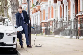 EV plugged into on-street charge point