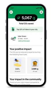 Uber Rider Emissions Savings on smartphone