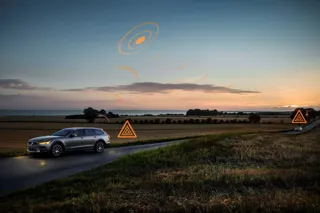 Volvo cars across Europe will be able to warn each other about slippery roads and hazards