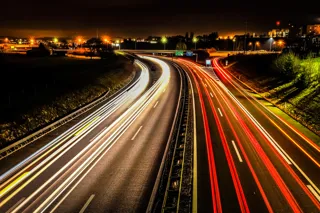 traffic on motorway at night