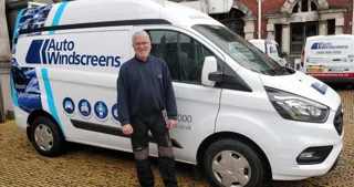 Steve Skinner, landscaping team manager, Markerstudy Group with Auto Windscreens van