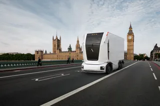 Einride electric truck on Westminster bridge in London