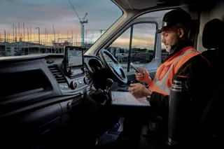 Driver using Ford connected technology