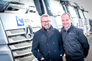 Stuart Wring of Wrings Transport with Simon Johnson-Taylor, retail sales manager at City West Commercials
