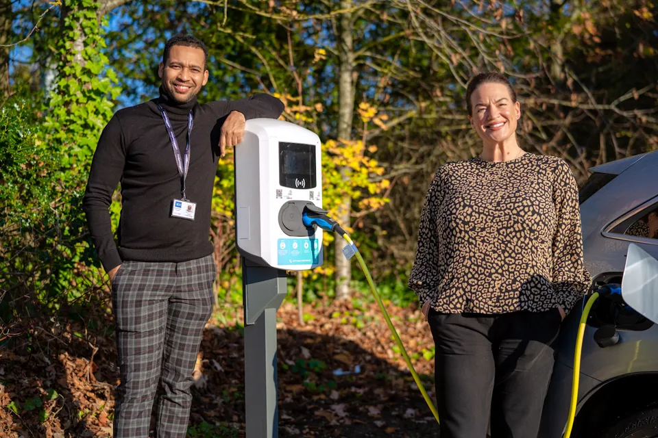 Richard Jones, Costain, with Natasha Fry, Elmtronics, at Costain’s Maidenhead office