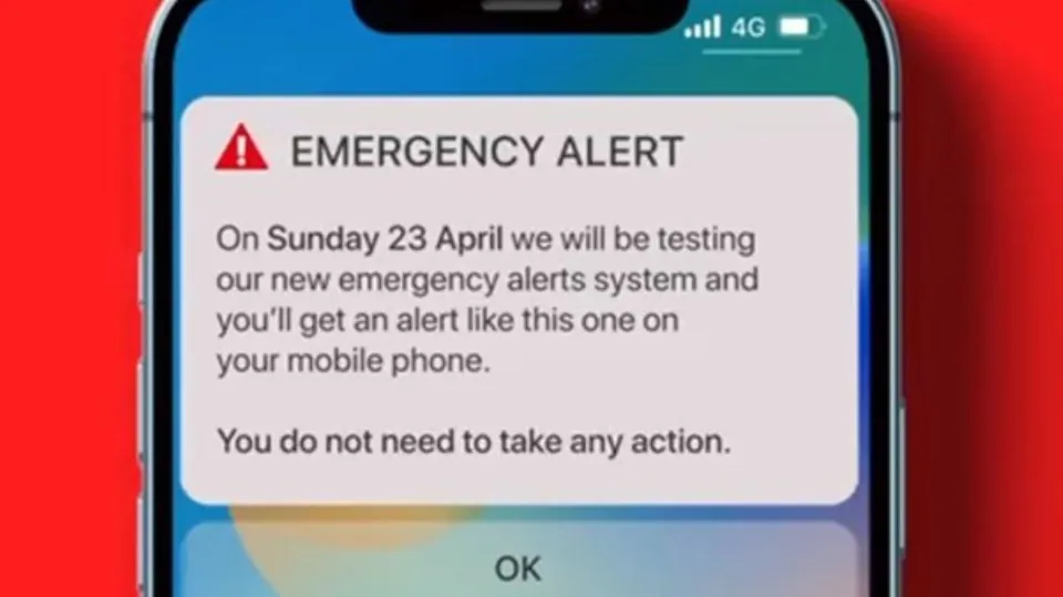 Emergency alert on mobile phone Source: Cabinet Office