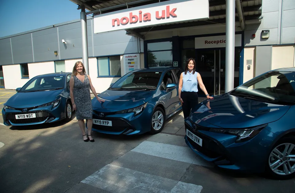 Tracy Barker, Fleet Manager Nobia received the cars from Lisa Buckley, Toyota Fleet